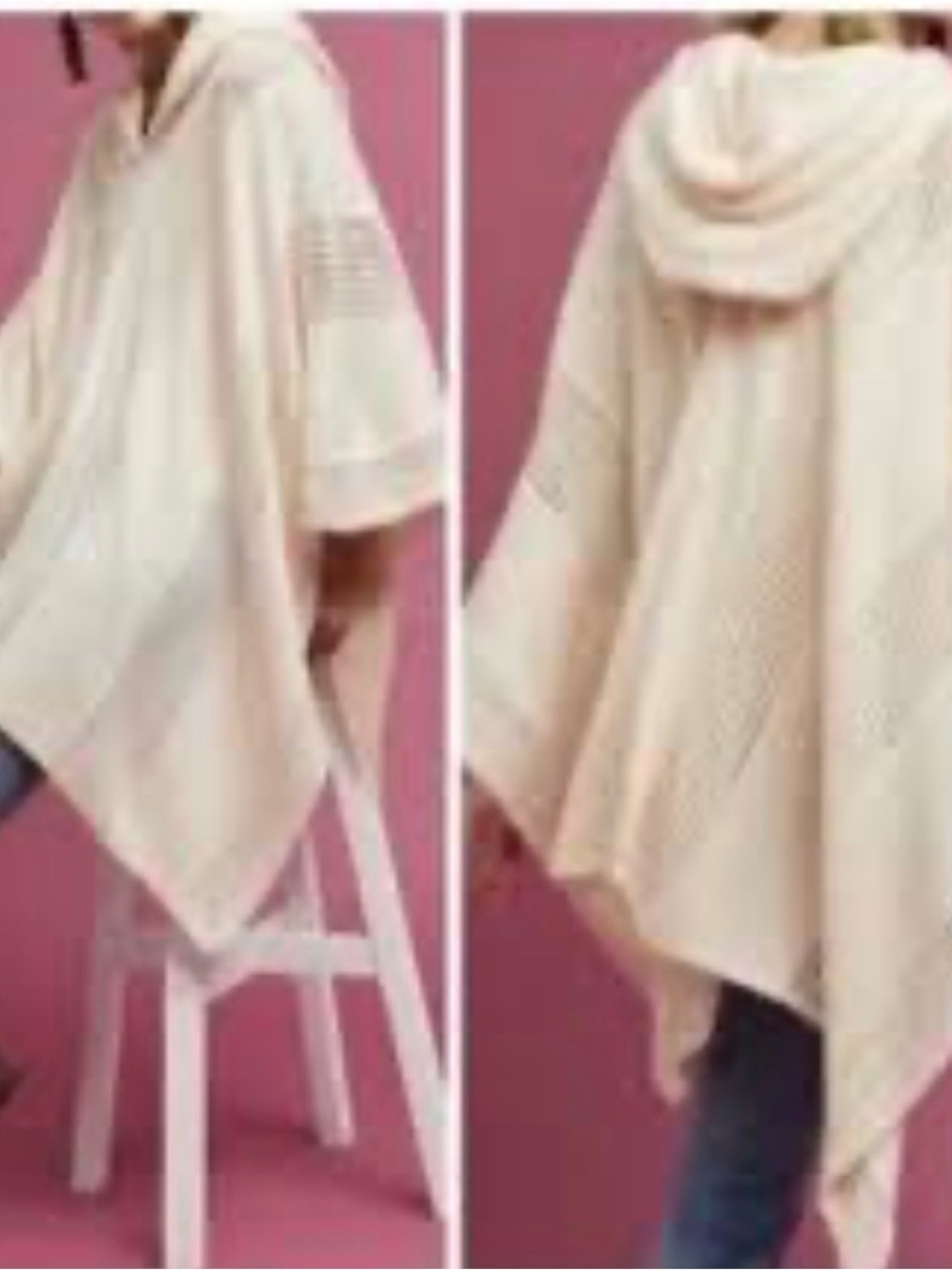Cozy Cream Hooded Poncho Sweater for Women